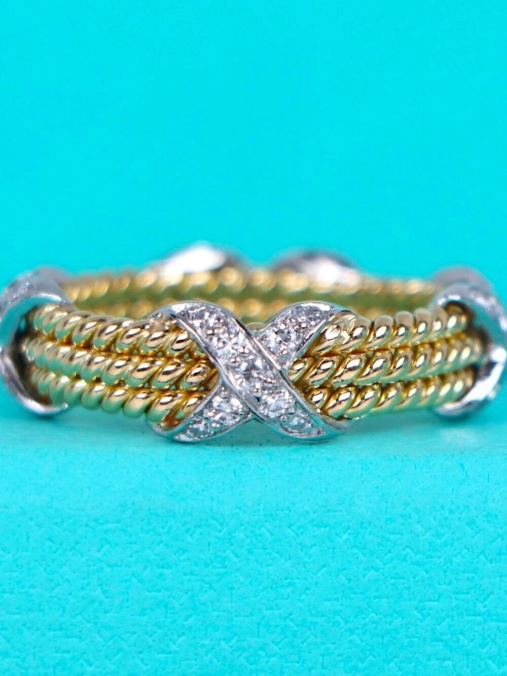 24327 Tiffany & Co. Schlumberger Rope Band Ring in Yellow Gold and Platinum 5.75